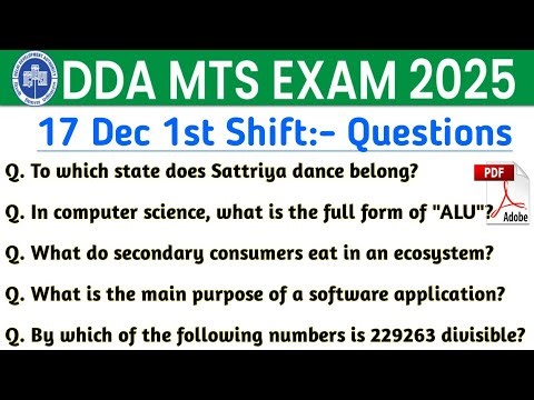 DDA MTS 17 DEC 1ST SHIFT QUESTION | DDA MTS EXAM REVIEW 2025 | DDA MTS EXAM ANALYSIS TODAY 2025