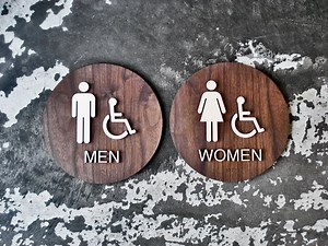 ADA Braille Restroom Sign Set - Men Women Handicap Bathroom - Various Sizes and Shapes - 2 Signs - Americans With Disabilities - Etsy