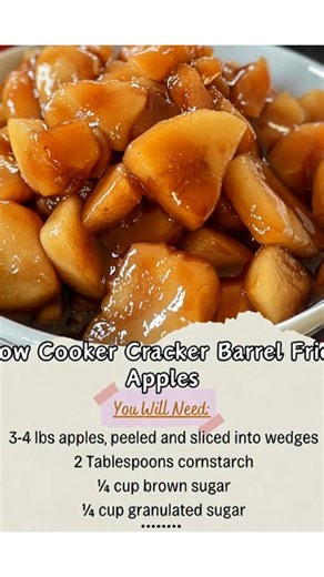 Slow Cooker Cracker Barrel Fried Apples Detailed Recipe & Step By Step Instruction Here Ingredients: 3-4 lbs apples, peeled and sliced into wedges 2 Tablespoons cornstarch ...... Full Recipe in Coʍmеոτ 💬 | Heavenly recipes