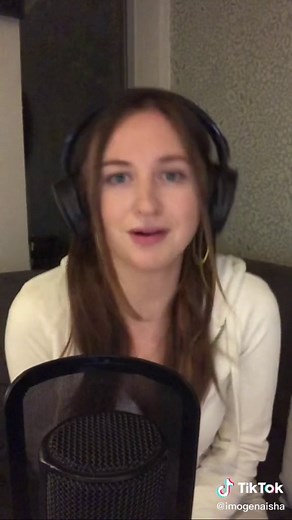 Posh School Girl Rapping in Home Studio