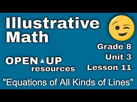 😉 8th Grade, Unit 3, Lesson 11 "Equations of All Kinds of Lines" IM Math