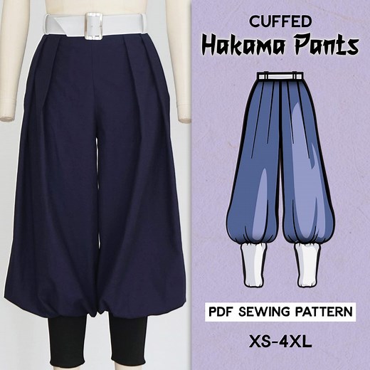 Cuffed Hakama Pants Sewing Pattern / Downloadable PDF File and Tutorial Book - Etsy