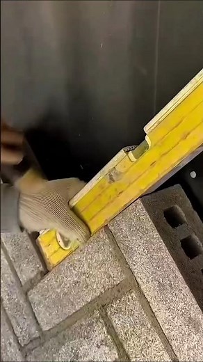 Perfect Brick Alignment Using Level Tool #Masonry #Construction #Brickwork
