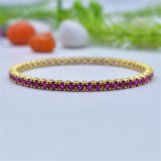 Delicate Hot Pink Quartz Bracelet – Faceted Gemstone With Cubic Zircon, Gold-plated Handmade Jewelry - Etsy