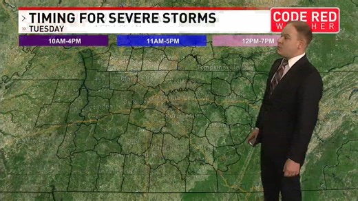CODE RED WEATHER: Tornadoes are possible across Middle Tennessee, southern Kentucky on Tuesday with best chance for severe weather between 10 a.m. and 7 p.m. Meteorologist Greg Bobos is live. https://tinyurl.com/mtcj2rky | WZTV FOX 17 News, Nashville