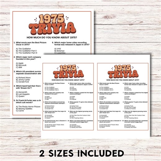 1975 Trivia Game, 50th Birthday Party Activities, Printable Fun Facts, Instant Download - Etsy Australia