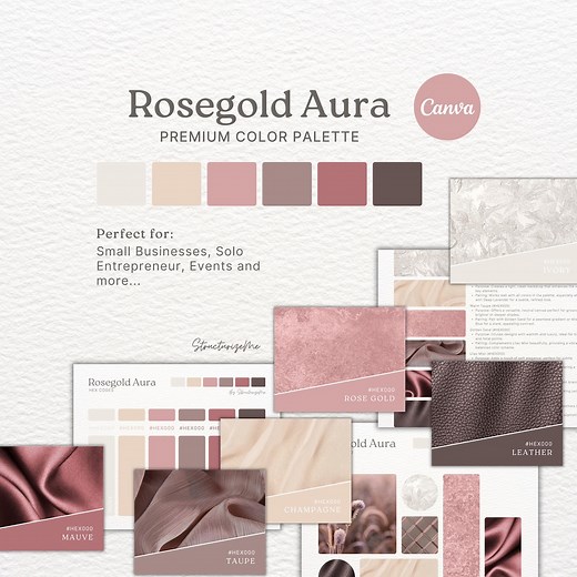 Rose Gold Color Palette Feminine Brand Identity Mauve Champagne Blush Ivory Wedding Branding - Etsy