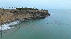 Low aerial flyover of Point Fermin
