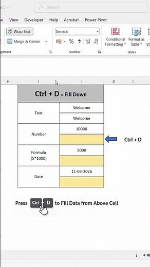 Stop Dragging in Excel! Use Ctrl + D ⚡ Fill Down Instantly