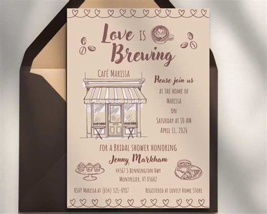 French Home Cafe Themed Bridal Shower Invitation French Inspired Bachelorette Love is Brewing Bridal Invite Bride to Be French Cafe Invite - Etsy