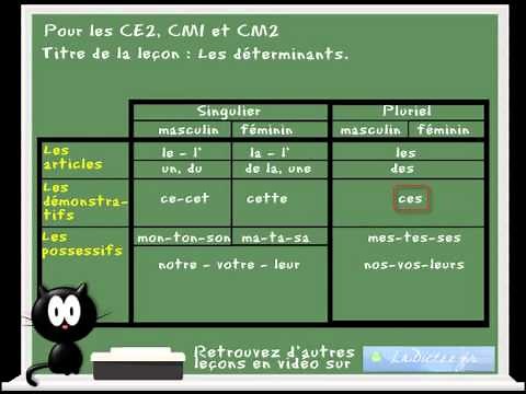 Cours leçon de français - les determinants www.ladictee.fr CE2, CM1, CM2