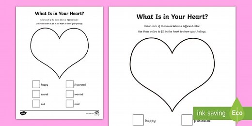 What Is in Your Heart? Color Your Feelings Worksheet
