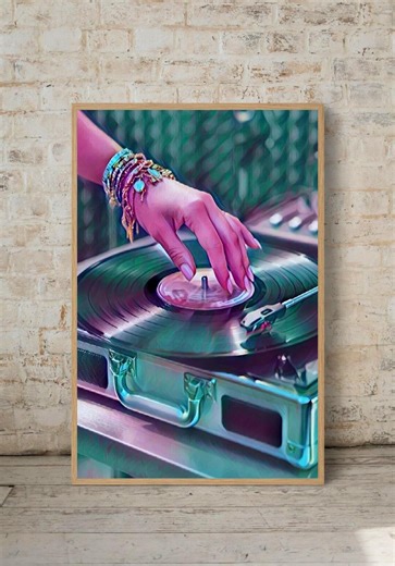 Vinyl Record Player Wall Art Retro 80s Print: Vintage Abstract Painting Decor - Etsy