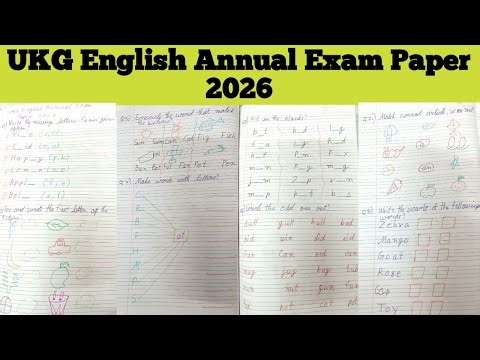 UKG Class English Annual Exam Question Paper | UKG English Final Paper | UKG English Test Paper