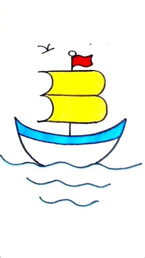 Simple Boat ⛵ Drawing | Easy Hand Drawing Art ✏️ #Shorts #BoatDrawing #SimpleDrawing #EasyDrawing