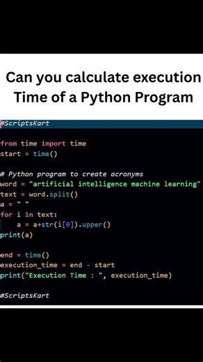 Save it ✔️ .... Share it 🚀 Calculate execution time of a Python Program #python #pythonprogramming