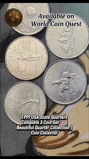 1999 USA State Quarters Complete 5 Coin Set 🇺🇸 | Beautiful Quarter Collection | Coin Collector