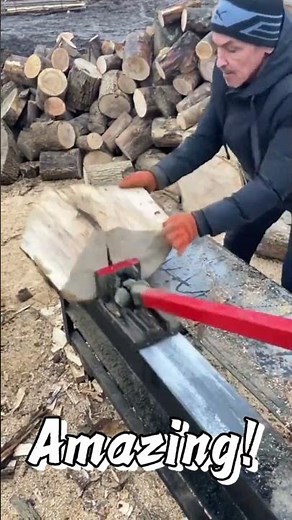 Splitting process of firewood with efficient and practical tools