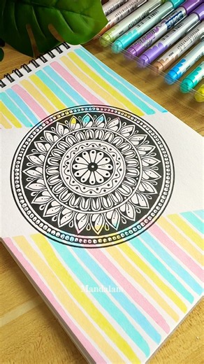 Draw an easy colourful mandala with me ˚.🌈⋆✨ #shorts #pastel #colors #mandala #drawing #tutorial