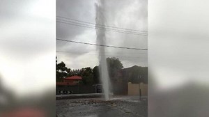 Burst watermain becomes geyser