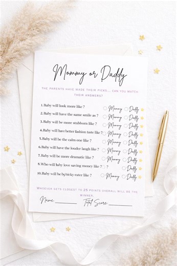 Baby Shower Trivia Game, Baby Shower Game Mommy or Daddy, Printable Baby Game, Instant Digital Download. - Etsy