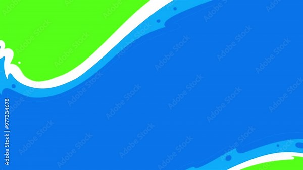 Abstract blue ocean wave transition animation on green screen background