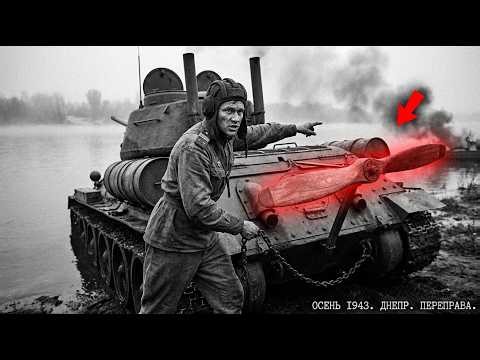 INGENIEURE sagten: „UNMÖGLICH“ — bis sein T-34 mit 110 FÄSSERN den DNJEPR ÜBERQUERTE