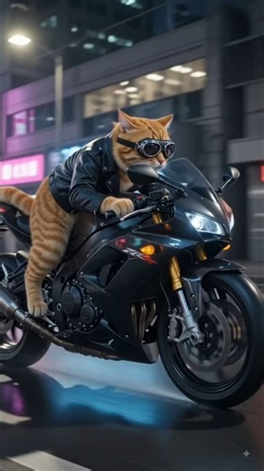 Cat Riding a Motorcycle Like a Pro! 🏍️🐱 #catrider