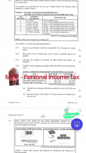Personal Income Tax Calculations for Grade 12 Learners