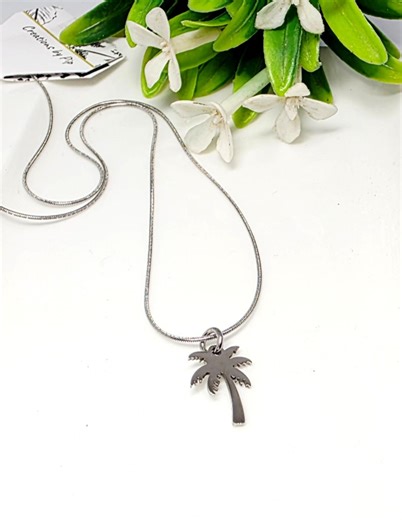 Silver Palm Tree Necklace - Etsy Australia