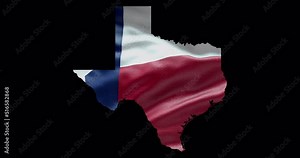 Texas state map with waving flag. State outline 4K