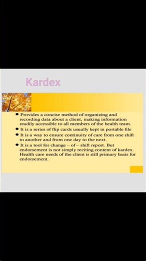 Kardex (Form of recording data) in Fundamental of Nursing