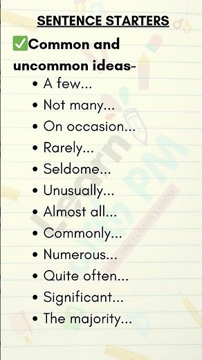 Essay and Paragraph Sentence Starters for Exams #3 #reels #shorts #english