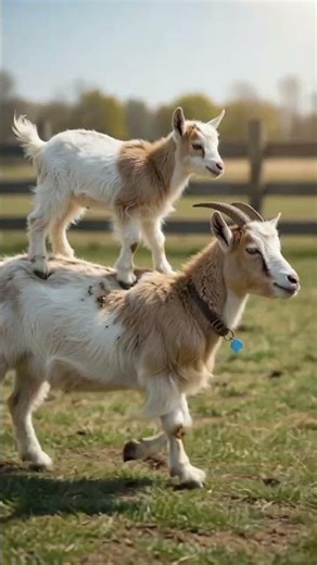 Funny & Energetic Moment 🤣⚡ | Baby Goat Jumping on Mother’s Back 🐐 Running