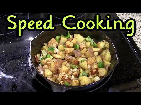 Speed Cooking ~ Fried Potatoes and Eggs in a Cast Iron Skillet