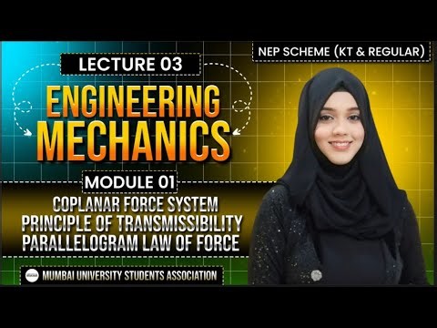 Engineering Mechanics Lecture 3 | Principle of Transmissibility & Parallelogram Law of Forces | MUSA