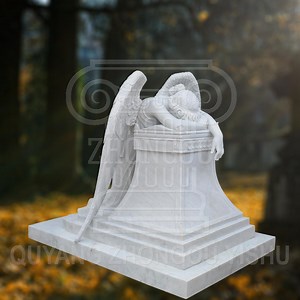 [Hot Item] Marble Statue Weeping Angel Memorial, Angel Sculpture Monument