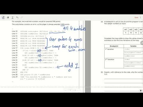 Higher Computing 2023 Q8 Trace table