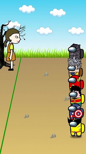 Among Us Heroes play Squid Game - part 1 Shorts #amongus #gaming #tiktokfanfest #petsarethebest #gameamongus #huggywuggy