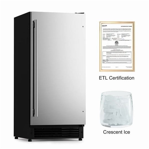 OUTBID 15" Built-in Crescent Ice Maker, No Drain Required, Under Counter Ice Machine for Kitchen, ETL Certification