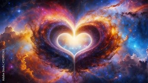 Abstract heart nebula in space. Generative AI Video. ProRes HQ 59.94 FPS available in 4K 16:9. Stock Video