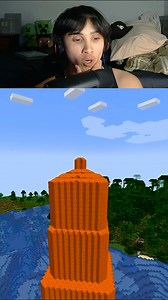 Building a stone tower using lava and water