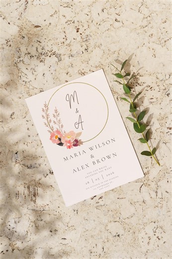 Double Sided Wedding Invitation Template | Editable in Canva | Floral Wedding Invite | Printable Modern - Etsy