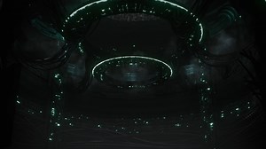 Futuristic energy pulsating ball in a round