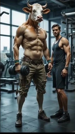 cow in gym| bodybuilder cow|