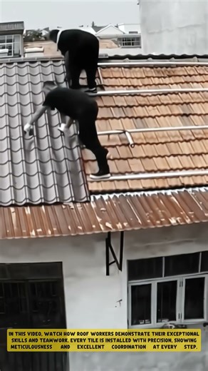 Innovative Roof Installation Technique for Safe Construction #shorts #tools #work