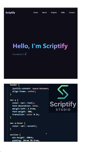 🔥 Modern Portfolio Website in Pure HTML CSS JS #coding #htmlcssjavascript #frontendcourse #python