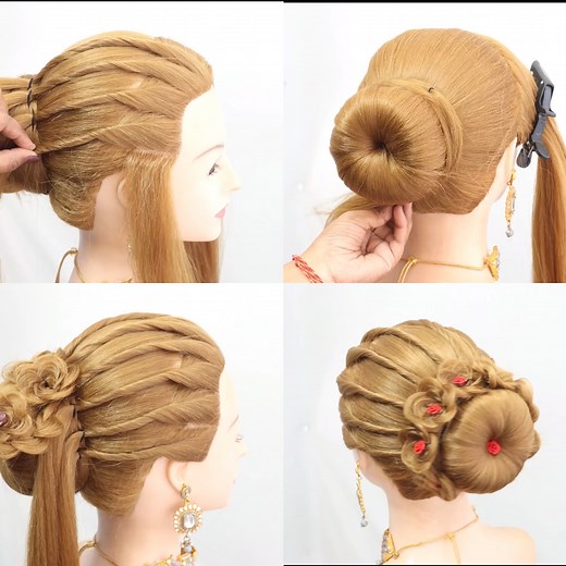 112K views · 884 reactions | Beautiful Low Bun in Under 5 Minutes | Braid Hairdo | Facebook