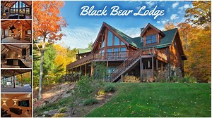 The most conspicuous feature of the Black Bear Lodge may be the expanse of the grand window wall in the prow front of this beautiful home. Built to capture the view, the prow is surrounded by an open deck. Four entrances from the main level exit to this spacious outdoor living space. The street entrance boasts a generous porch and curb appeal. While the Black Bear is grand in terms of square feet (4,013 SF), the living areas are cleverly separated. A couple can live quite comfortably on the main