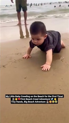 My Little Baby Crawling on the Beach for the First Time! First Beach Crawl Adventure!#cute#crawling